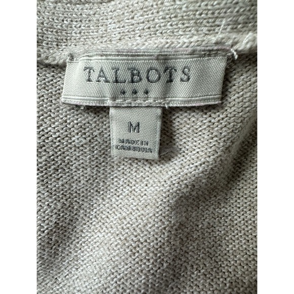 TALBOTS Tan Open Front Cardigan, Open Knit Embellishments;‎ Size Medium - Picture 3 of 7